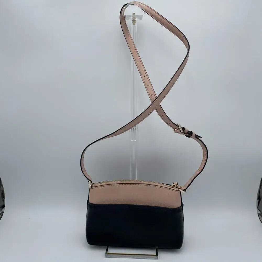 KATE SPADE New York Light Pink Black Leather Jeanne Crossbody Shoulder Bag 6x9x3